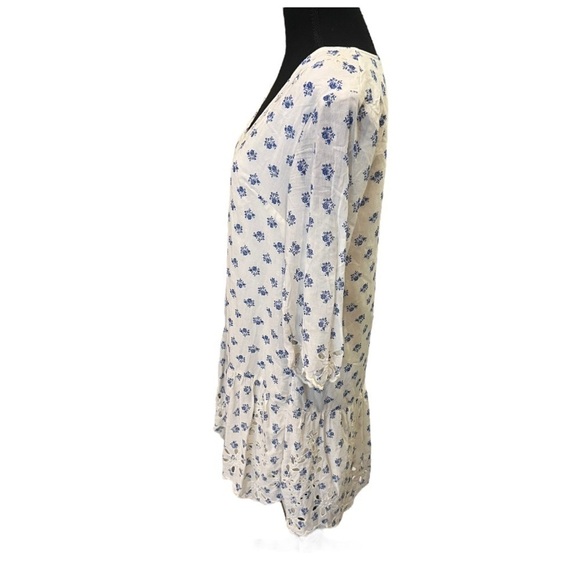 Anthropologie Meadow Rue Eyelet Floral Tunic Dress Ivory Extra Small - Picture 5 of 15